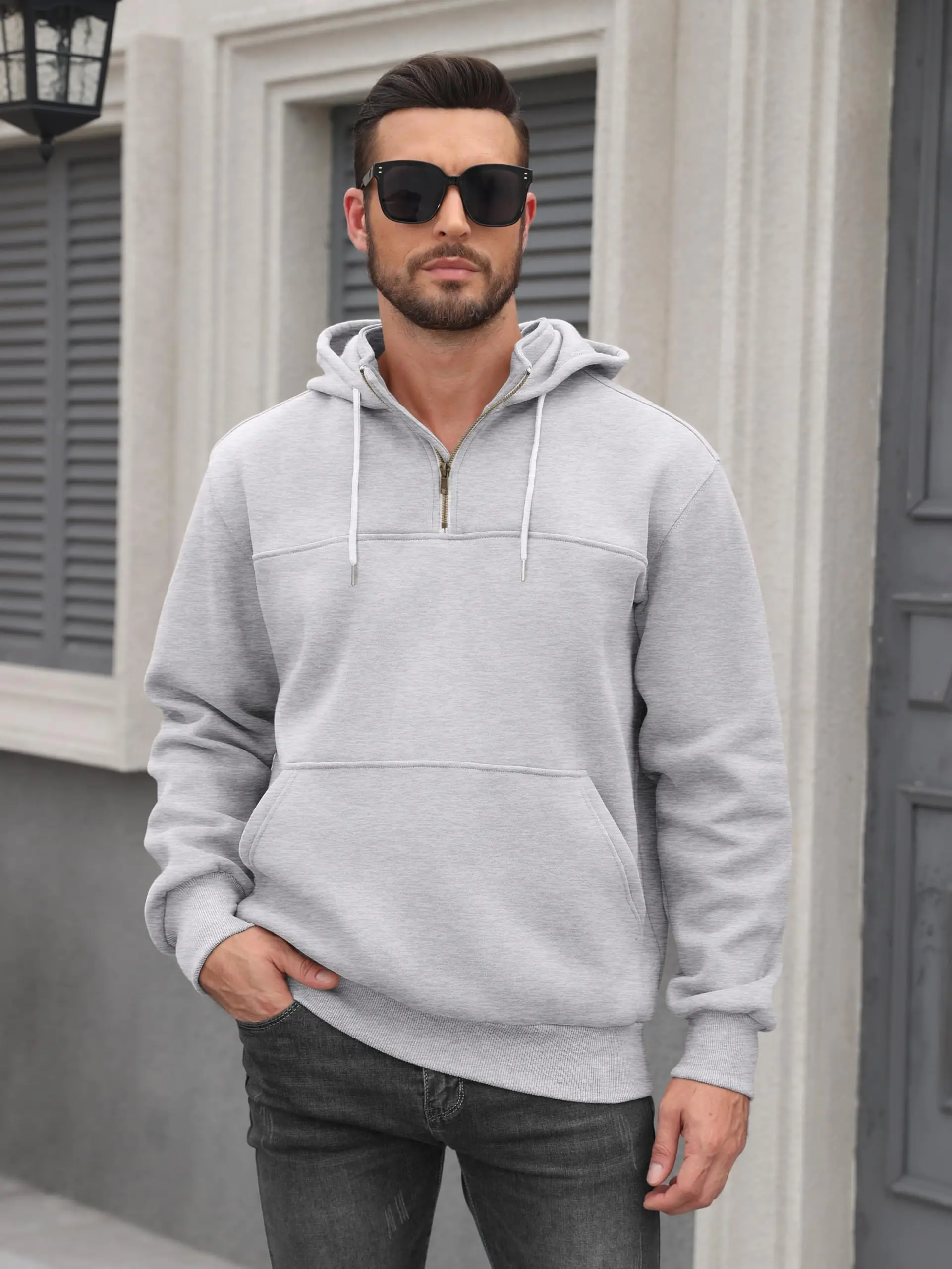 Heavy Weight Custom Zip Hoodie with Zipper Thick Full Zip up Hoodies Unisex Men's Loose Fit 1/4 Zip Pullover Sweatshirt Hfcf64b03001246f297376f36ced5138br