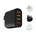 Charger Usb Port Charger ADYSS 18w 3 Port Wall Fast Charger With Display Usb Mobile Phone Charger Eu Us Uk Wall Charger