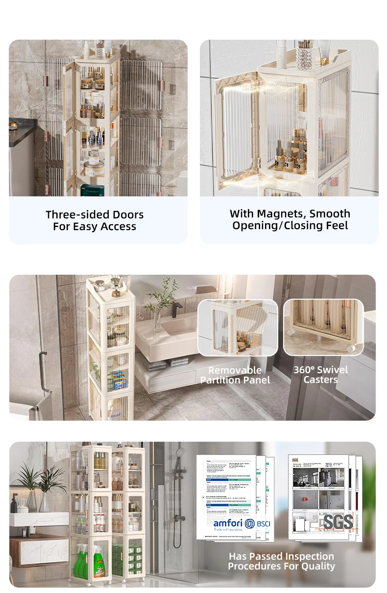 6 tier plastic storage cart 3 sided open storage cart bathroom storage cart-3