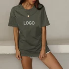 Shirts T-shirts Round Neck Colorful Letter Printed Short-sleeved Oversize T Shirts Woman Cotton Soft T-shirts