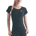 Shirt Hodo Solid Cotton Spandex Round Neck Curve Bottom Gym Tee Side Split Fitness Women's T Shirt