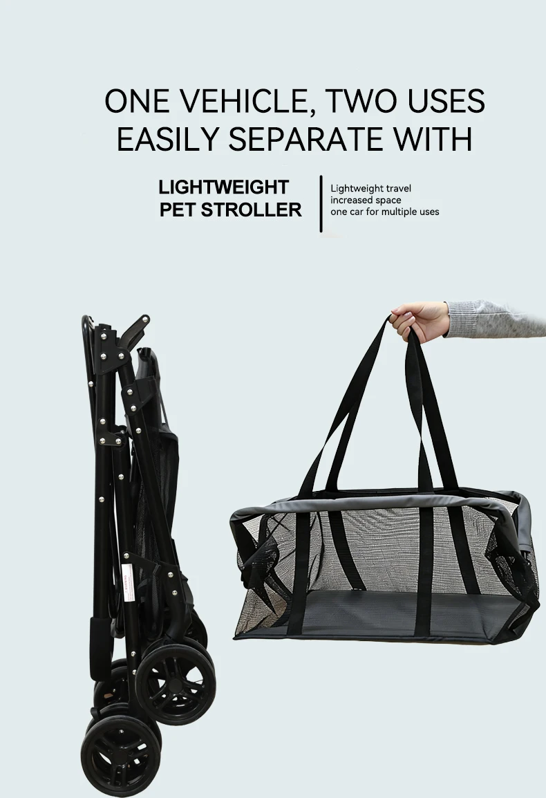 Wholesale Hot Sale Portable Outdoor Multifunctional Double Layer Pet Stroller Large Space for Multi Pet Families Pet Supplies details