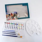 Acrylic Paint Customized Professional Tube 12 Colors 12ml Acrylic Paint Set With Brushes And Palette