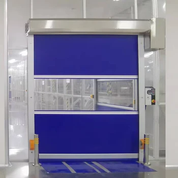 Purification workshop PVC fast rolling shutter door automatic induction sound insulation dust manufacturer AGV machine equipment