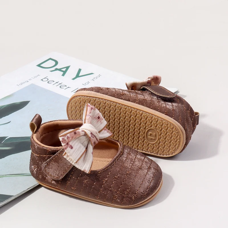 Wholesale Fashion Spring&Autumn Bowknot Design Baby Girl Princess Shoes With TPR Soled Baby Shoes supplier