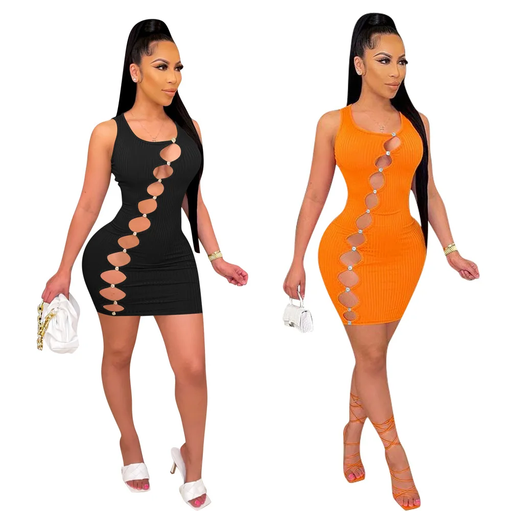 Oblique Hole Dress Summer Dress 2021 