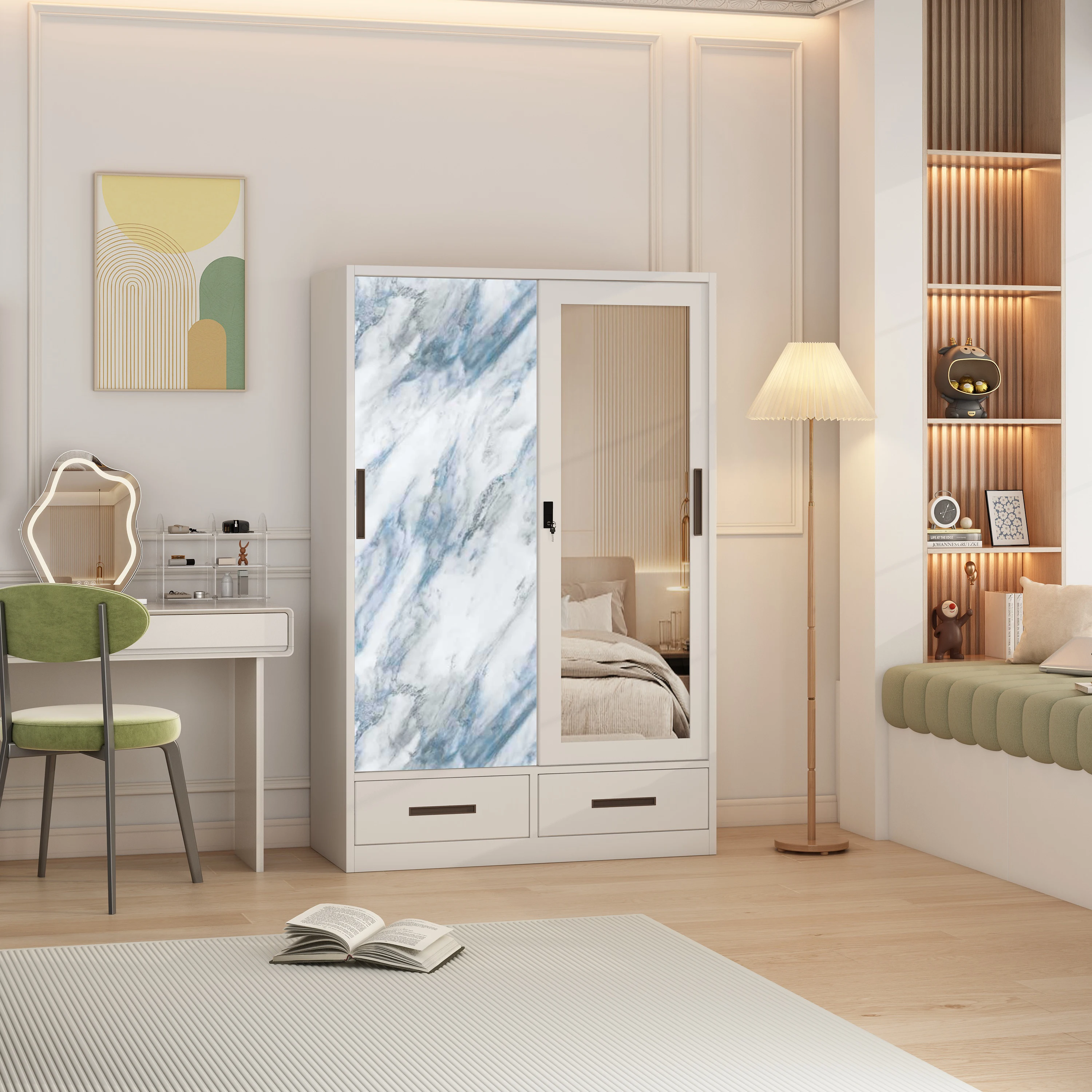 Metal almirah with locker and mirror metal locker wardrobe godrej 2 doors steel almirah locker with safe box lock