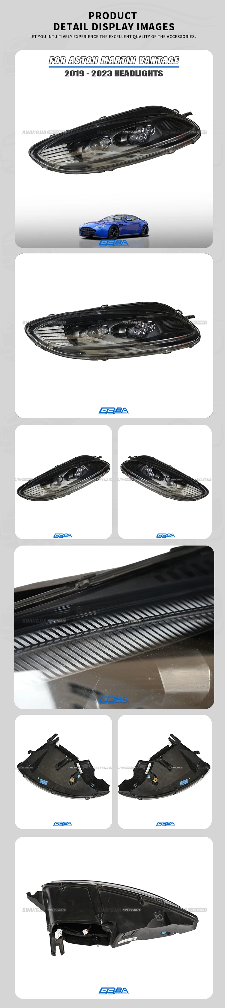 Hot Sale Used Car Accessories Plastic Car LED Front Headlights For Aston Martin Vantage 4.0 19-23 KY63-13W030-AE Front Headlamps details