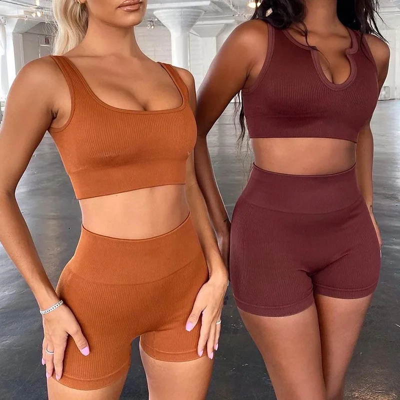 two piece sports bra and shorts set