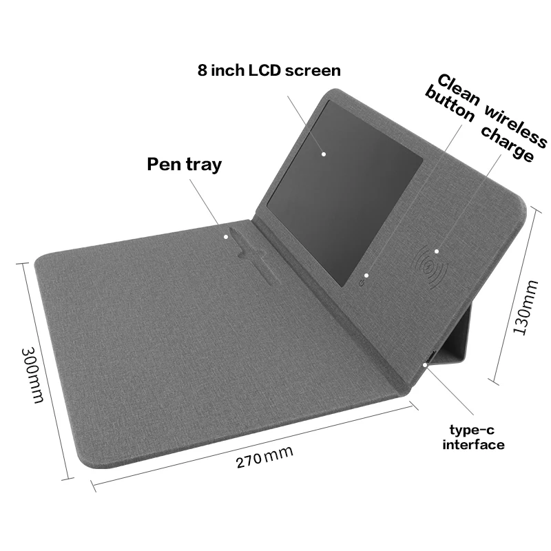 Writing Notebook Top Seller Wireless Charging Mouse Pad In Fabric Charger With Pen Holder