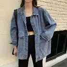 Jacket 2021 Women Newest Style Lady Spring Summer Solid Color Loose Jean Jacket Long Sleeve Denim Coat