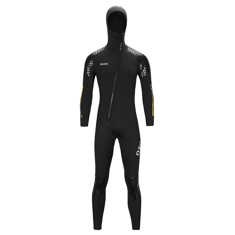3mm Thickened Neoprene Warm Men Keep Warm Dive Skin Snorkeling Swimsuit One-Piece Hooded Front Zipped Surfing Diving Wetsuit