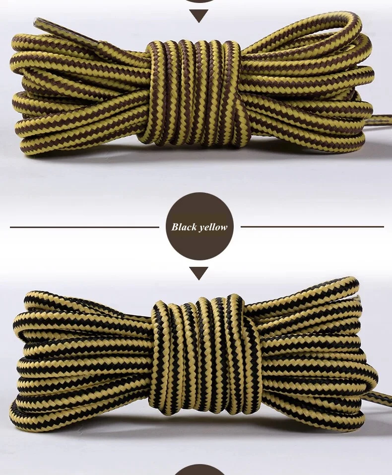 Round Striped Double Color Shoelaces Unisex Leather Boot Shoe Laces