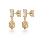 Gold Earrings Earrings High Quality Trendy Flower 18k Gold Macrame Accessories Women Earrings