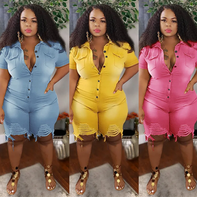 jean rompers for plus size