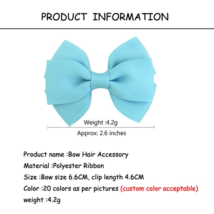 wholesale 20 Colors Children's Bow Hairpin Handmade Double Layer  Ribbon Mini Hair clip