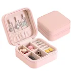 Earring Small Travel Jewelry Box Lady PU Leather Zipper Closure Earring Jewelry Storage Box Travel Jewelry Organizer