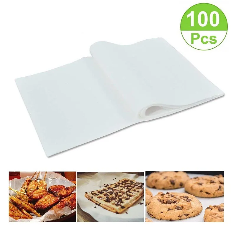 DD561 25*35cm Oven Fry Food Tray Sheets Disposable Baking Parchment Pad Paper Air Fryer Special Food Papers