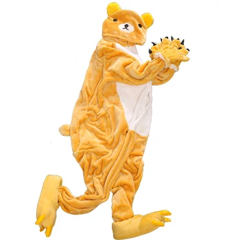 Wholesale Yellow Bear onesie Pajamas Home Service Adults Nightwear funny Cartoon Animal One-Piece pajamas for adult