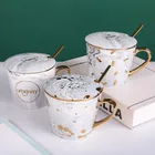 Cup Wholesale Novelty Design Hot Selling Grey Marble Funny Coffee Cup Custom Mug Sets With Lid And Spoon