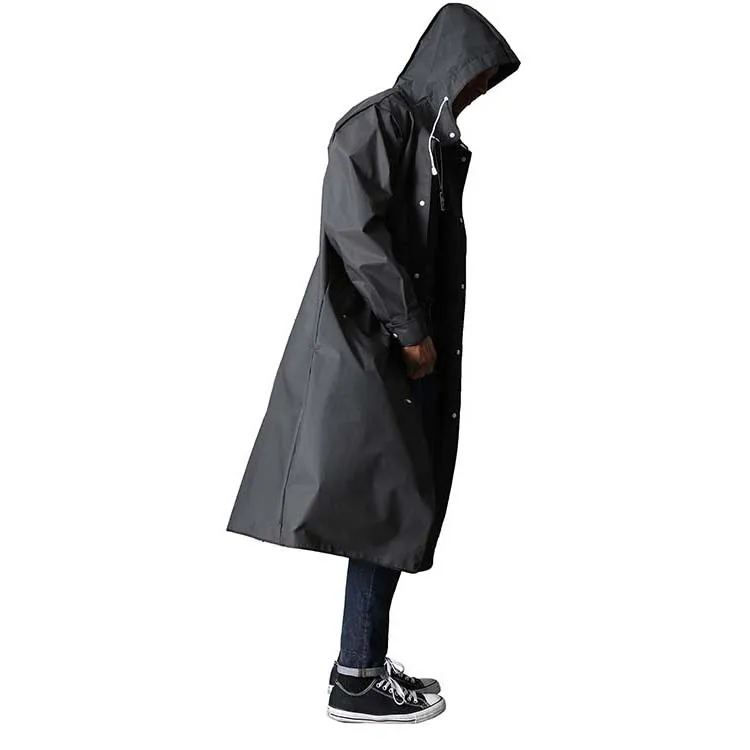 Men's Reusable Raincoat With Hood Waterproof Long Raincoat EVA Rain Jacket Hiking Fishing Rainwear Rain Poncho