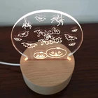 Wood Wood Night Lamp Custom Made Top Quality Fashionable Acrylic Wood Base Led Table Night Lamp For Room Decoration