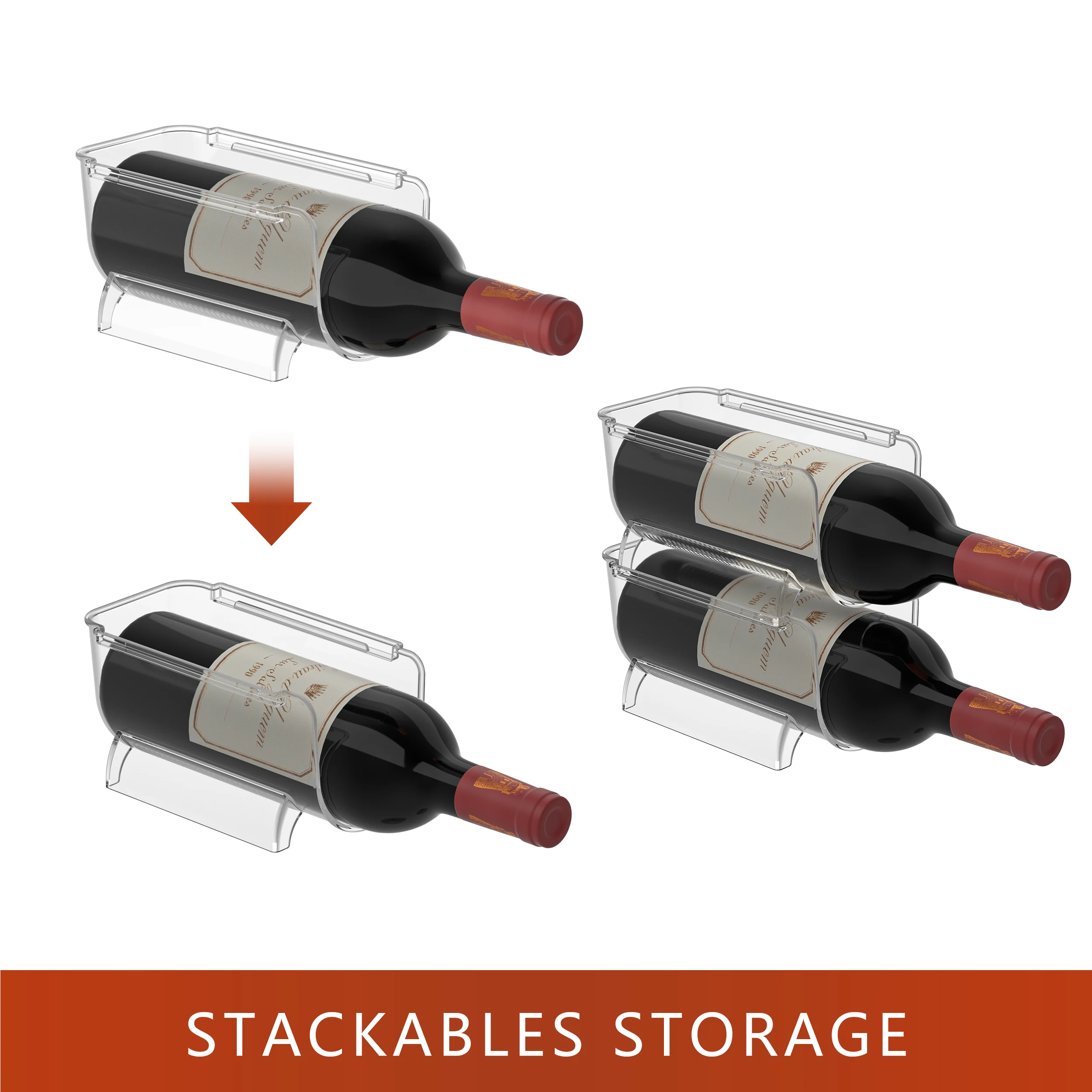 1 Grid Stackable Wine And Water Bottle Holder Plastic Transparent Wine Storage Rack