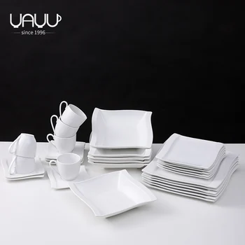 China suppliers good quality concise design restaurant hotel serving square white ceramic dinner set