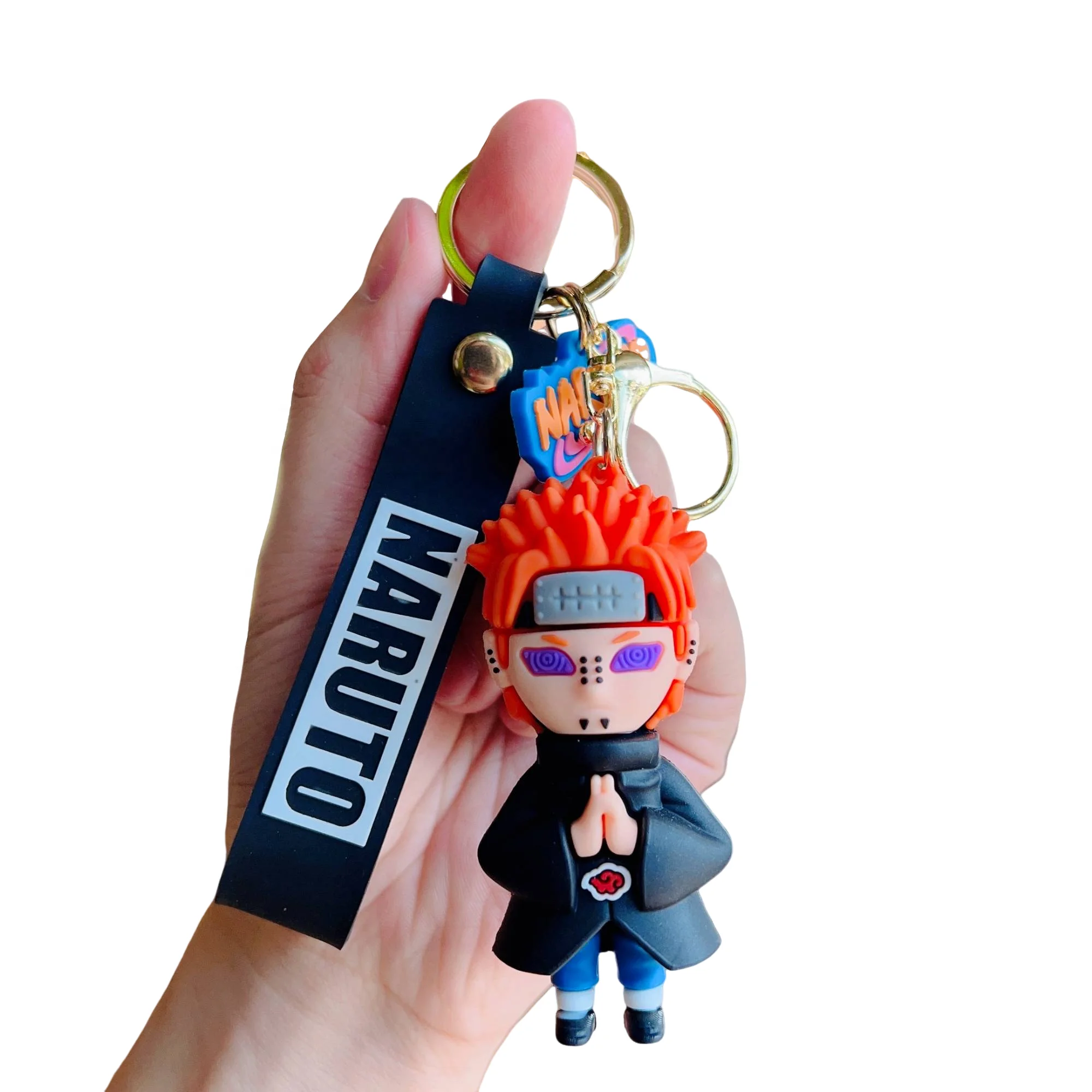 New Design Kurama Cartoon Character Keychains Anime Narutos Doll Key Chain Promotional Gift Pendant Soft Rubber Sasuke Keychain