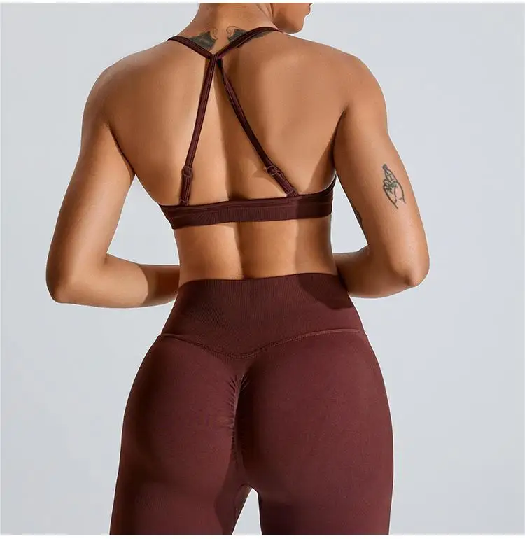 2024 New Arrival Women Seamless Rib Sportswear Active Gym Wear Scrunch Bra Fitness Clothing Wavy Waist Legging Yoga Wear Set