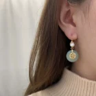 Fashion Pearl Earrings Earrings Earrings Earrings CTWSWU 2021 Fashion Pearl Jade Earrings Gold Hook Earrings For Women