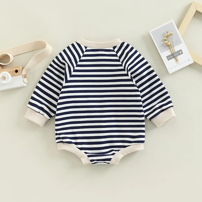 0-24M autumn baby clothes boys girls casual sweatshirt jumpsuit stripe long sleeve pocket baby rompers clothing