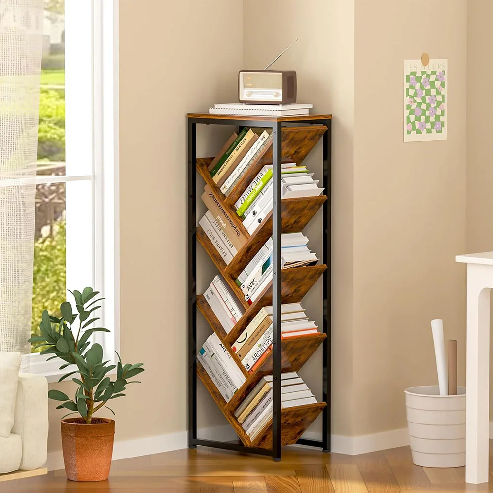 Vintage Living Room 9-Tier Tree Bookshelf Adjustable Feet Hardcover Books Storage Organizer Floor-Standing 9-Tier Coffee Table manufacture