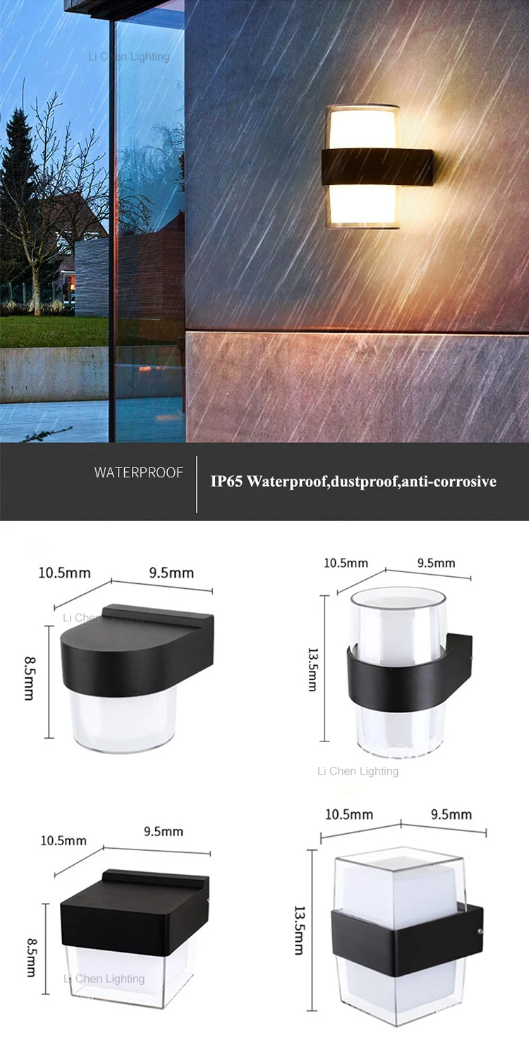 bd12 modern waterproof 85 265v up down sconce lighting led wall light for corridor garden hotel home decor -1