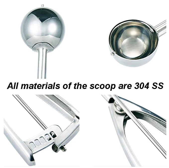 Stainless Steel Ice Cream Tool Custom Logo Box Packed Cookie Scoop Set for Making Ice Ball