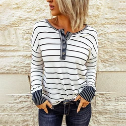Dear-Lover OEM ODM Custom Wholesale Fashionable Striped Color Block Buttoned Waffle Knitted Shirt Women Tops