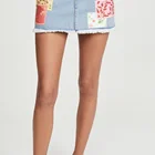 Denim Skirt Denim Factory Custom Casual Embroidered Appliques Jeans Women Denim Mini Shorts Skirt STE-070