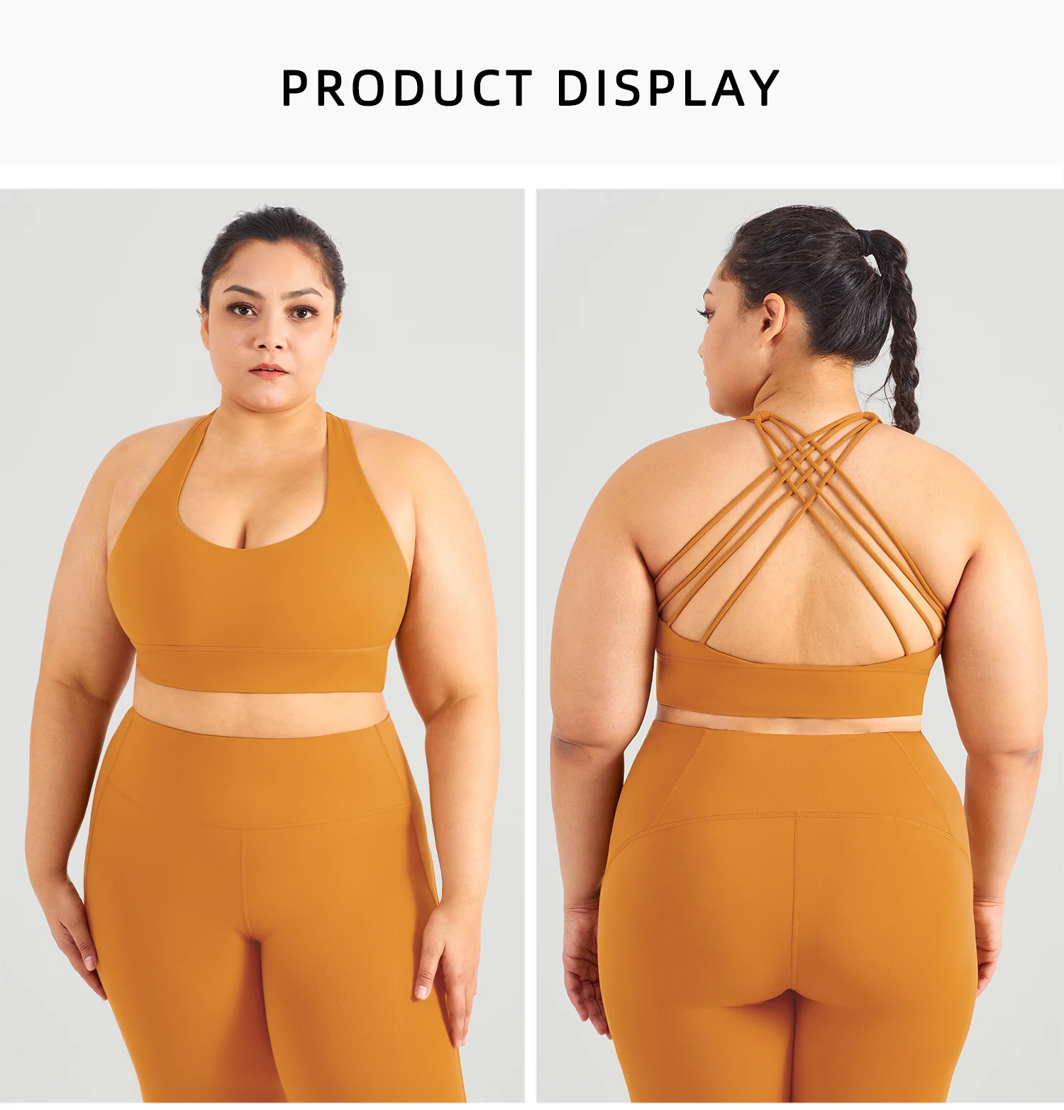 2022 High Impact Shockproof Cross Back Sports Bra Plus Size Women Gym Fitness Yoga Top