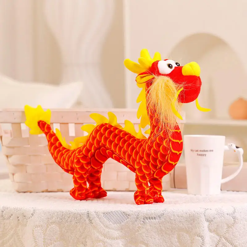 Custom Chinese Dragon Doll Children Gifts Kids Toys Mascot Decorations Gifts Yellow Green Red Stuffed Dragon Plush Toys