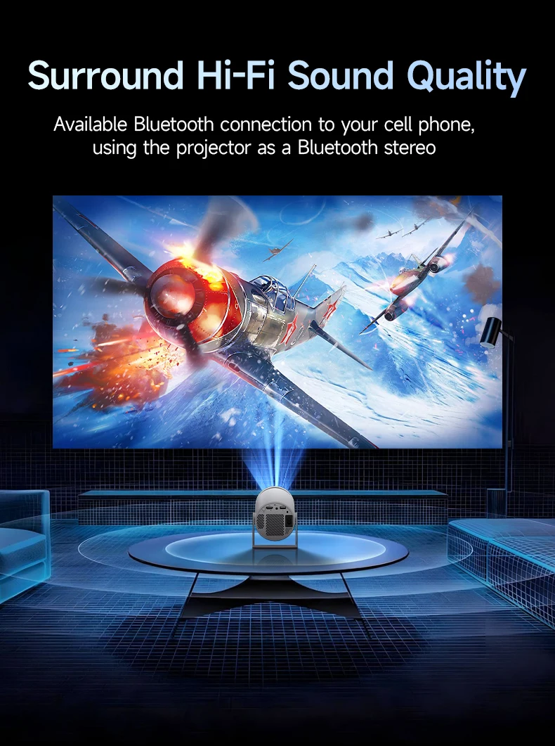 Transpeed 4K Wifi6 HY300 Pro Projecteur Android 11 150 ANSI Lumens Double WIFI BT5.0 720P Home Cinéma Projecteur Portable Extérieur