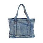 Wholesale Tote Bag Wholesale OEM Printed Jeans Shopping Grocery Tote Denim Bag For Girls