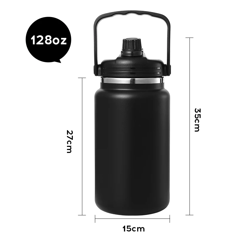 Customized Logo 128oz Mug Cup Stainless Steel Insulation Beer Jar Powder Coating Tumbler with Silent Design and Screw Lock Lid