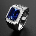 Gemstone Wedding Rings 2021 New Style Fashion Jewelry Blue Nano Sapphire Gemstone Ring For Men Wedding Engagement Gift
