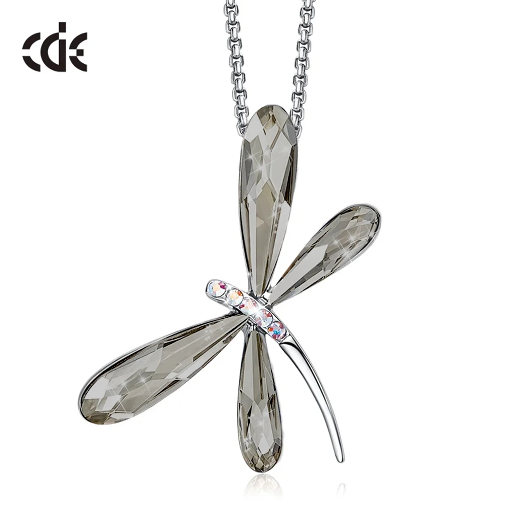 CDE N1759 Fashion Jewelry Copper Alloy Necklace Classical Dragonfly Crystal Factory Wholesale Butterfly Pendant Necklace