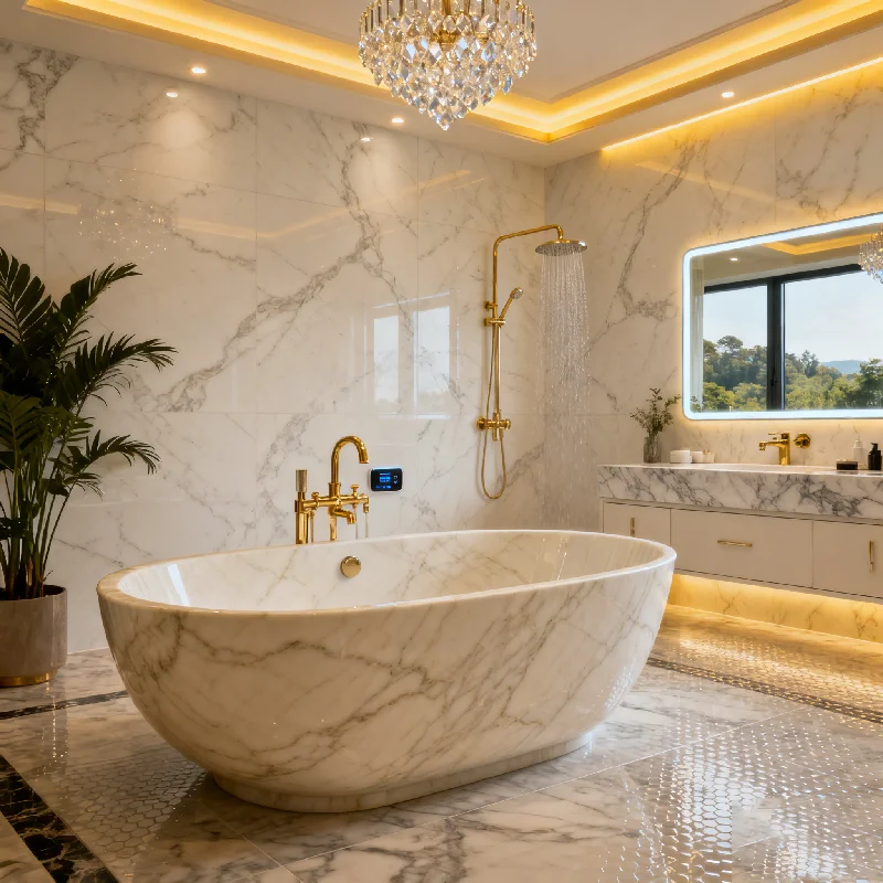 product natural polished china white marble bathtub customizable luxury stone marble bath tub-2