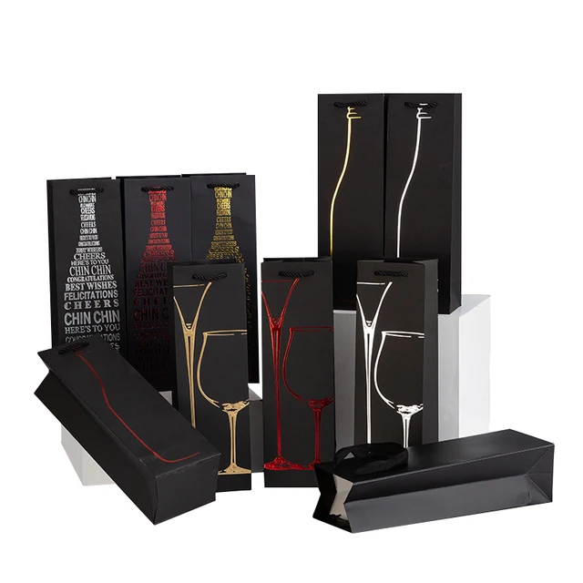 China Custom Red Wine Packaging Gift Box with Handle Handmade Recyclable Paper Boxes Designed for Wine Wholesale Manufacturer