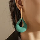 Metal Earrings Fashion Exaggerated Large Geometric Metal Paint Drop Hollow Women Hoop Earrings