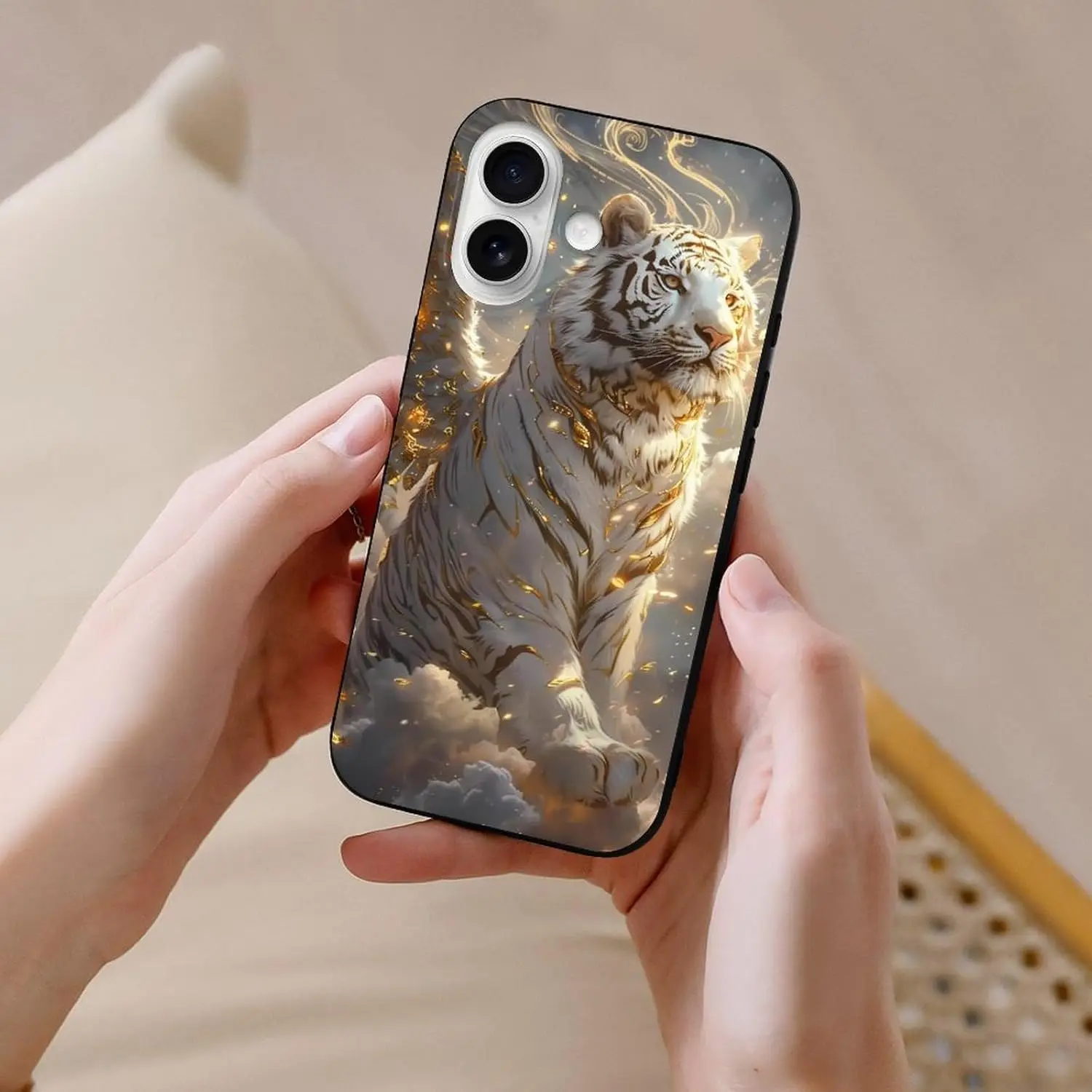 Buewutiry Cute Soft Golden White Tiger Silicone Case for iPhone 16 Compatible Phone Case in INS Style Model for 7 Plus Hfd68f4bed470404da97d2311540371a8n