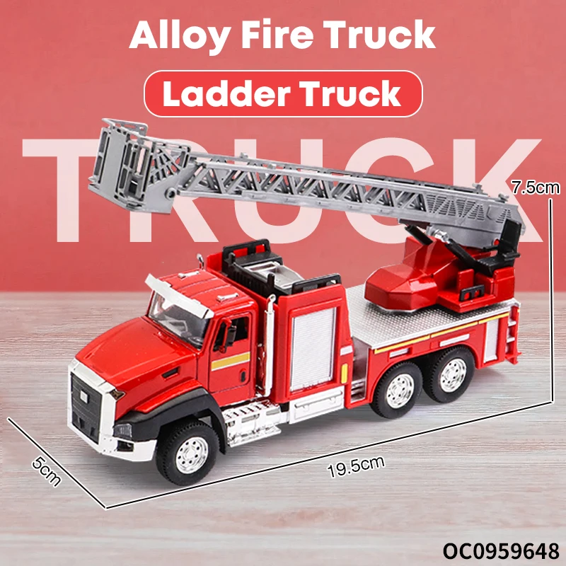Wholesale fire fighting 1:50 diecast truck model metal toy cars die cast playset with light music