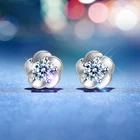 White Diamond Earrings 925 Sliver White Gold Hawaiian Frangipani And Diamond Stud Earrings
